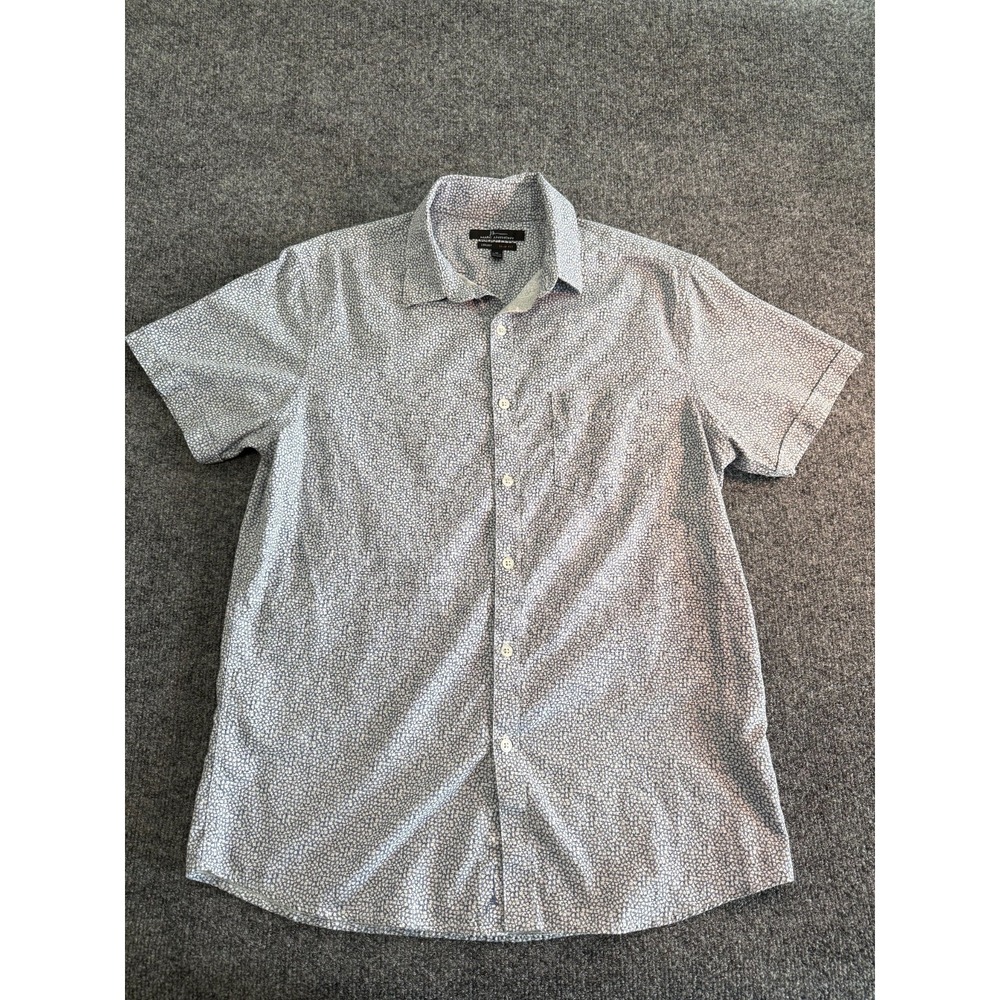 Marc Anthony Slim Fit Men's M Blue Print Short Sleeve Button-Up Shirt